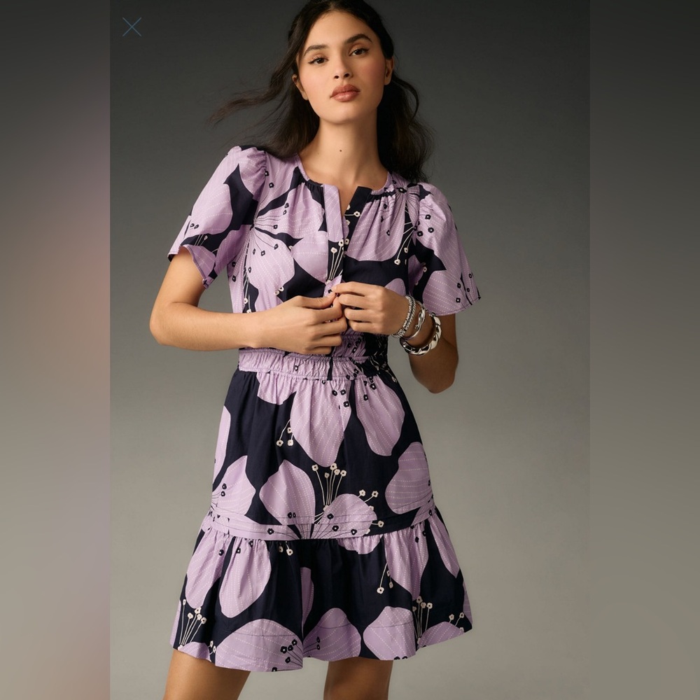 Anthropologie - Somerset Mini Dress in Purple Graphic Floral